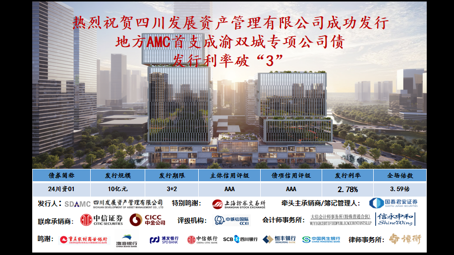 看好雙城經(jīng)濟，發(fā)行利率破“3”——川發(fā)資管成功發(fā)行成渝雙城專項公司債